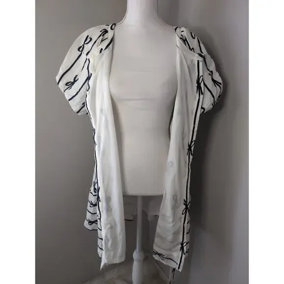 Umgee cottagecore bow print puff sleeve buttonfront dress lg - Picture 6 of 10